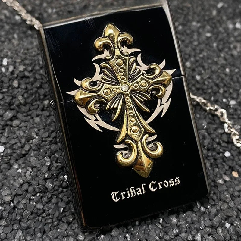 Tribal Cross Metal Lighter