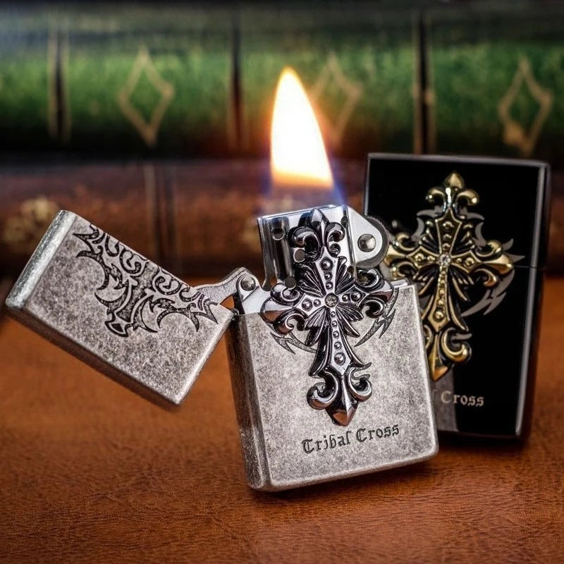 Tribal Cross Metal Lighter