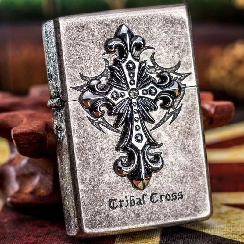 Tribal Cross Metal Lighter